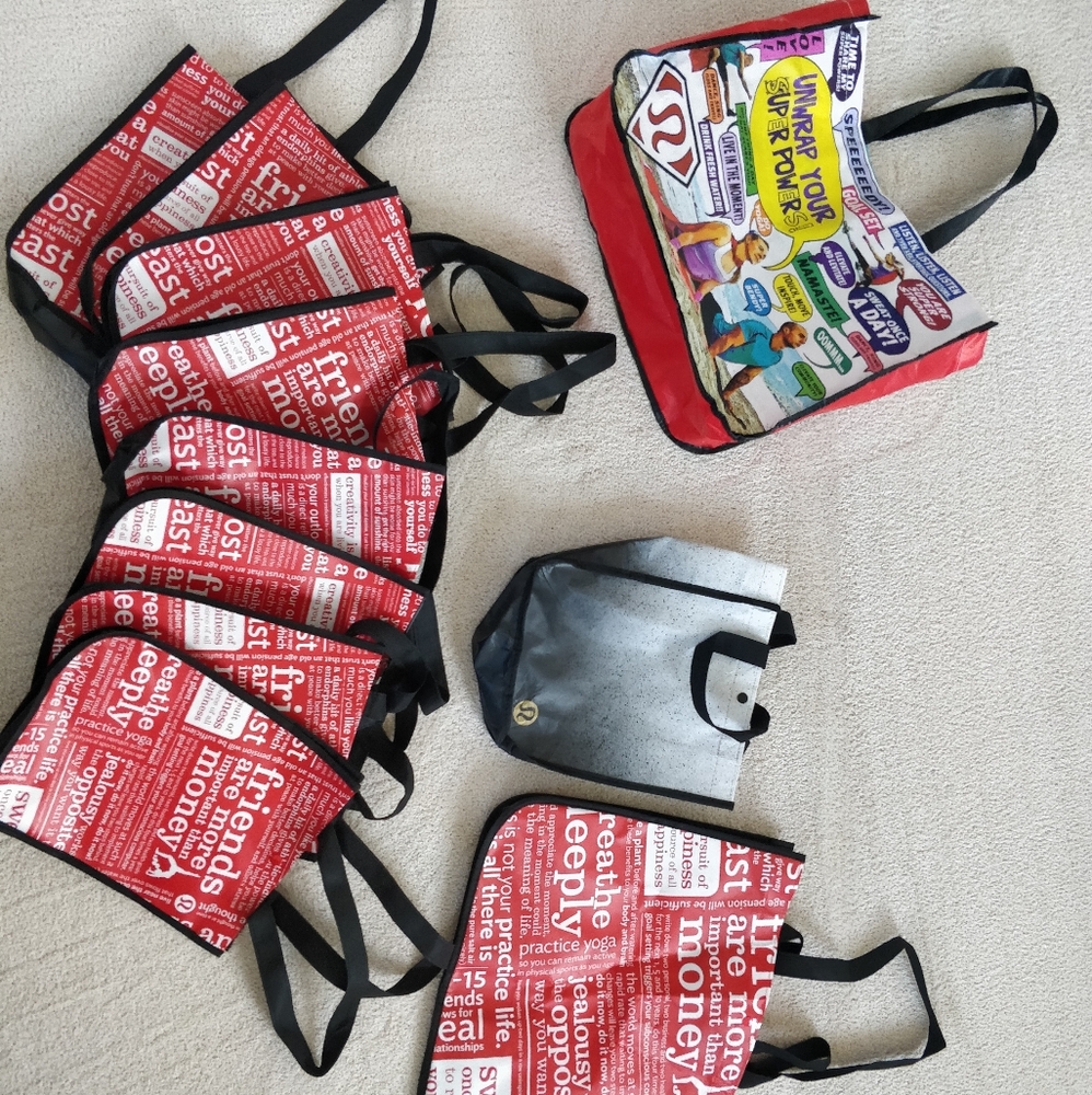 Bundle of Lululemon shopping bags